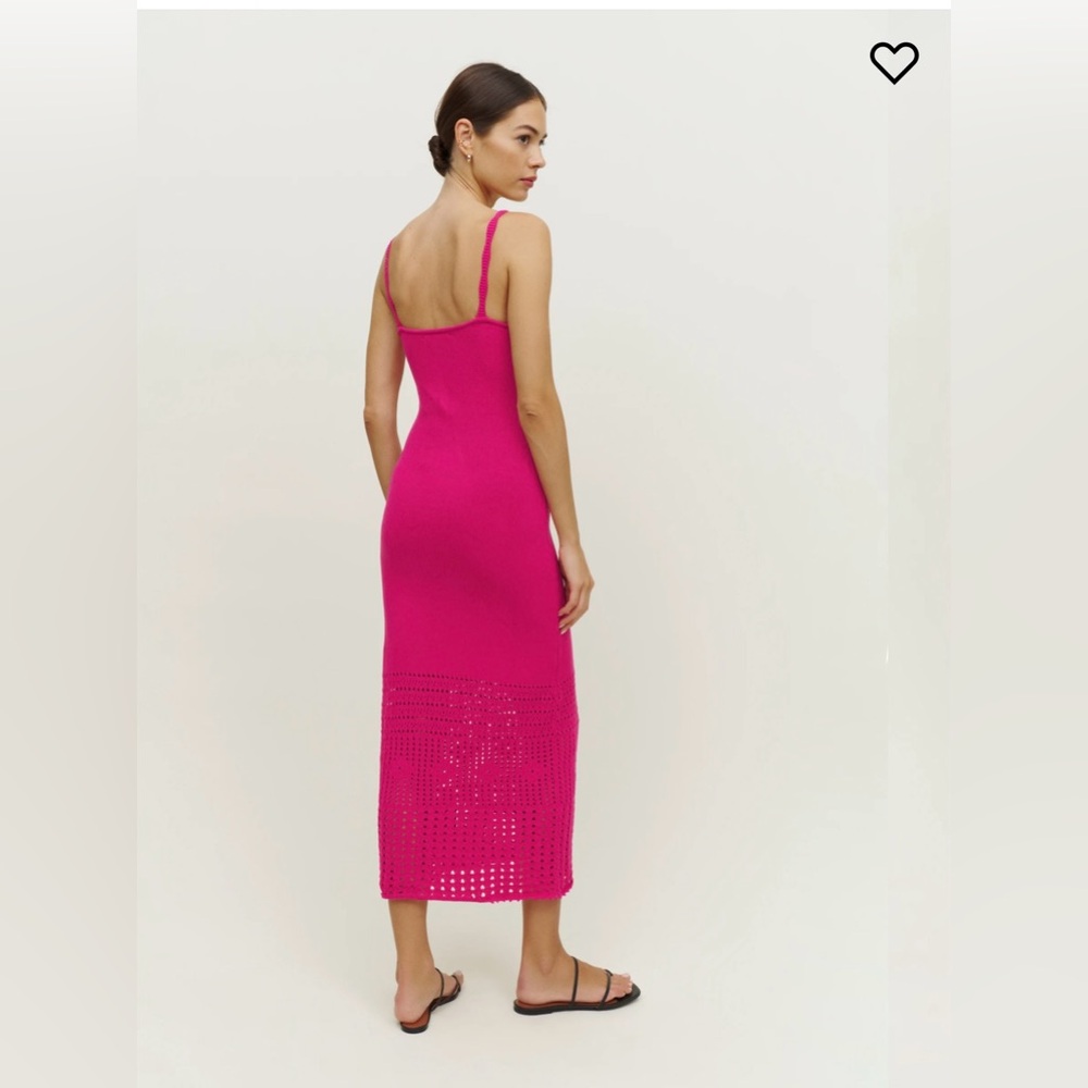 Reformation Arya Open Knit Sweater Dress in Fuchsia - Picture 3 of 10